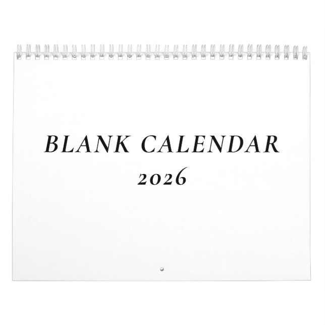 Blank Calendar 2026 With Holidays (Cover)
