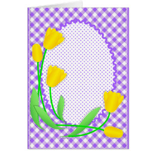 Blank Card with Gingham and Tulips