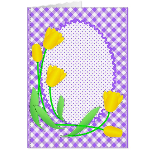 Blank Card with Gingham and Tulips (Front)