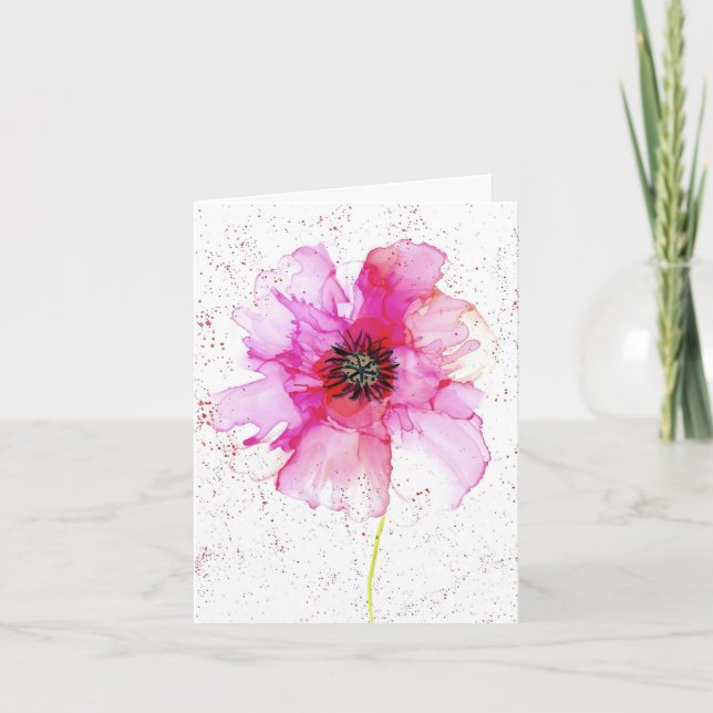 Blank Card with Pink Flower (Front)