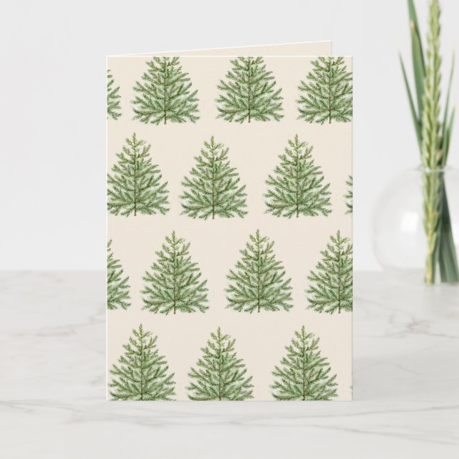 Blank Card with Watercolor Christmas Trees (Front)