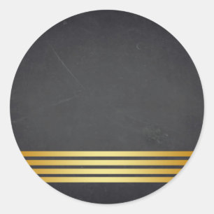 Blank  Chalkboard Gold Striped  Customise Classic Round Sticker