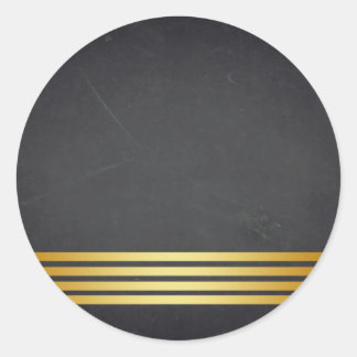 Blank  Chalkboard Gold Striped  Customise Classic Round Sticker