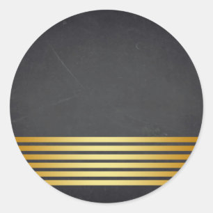 Blank  Chalkboard Gold Striped  Customise Classic Round Sticker