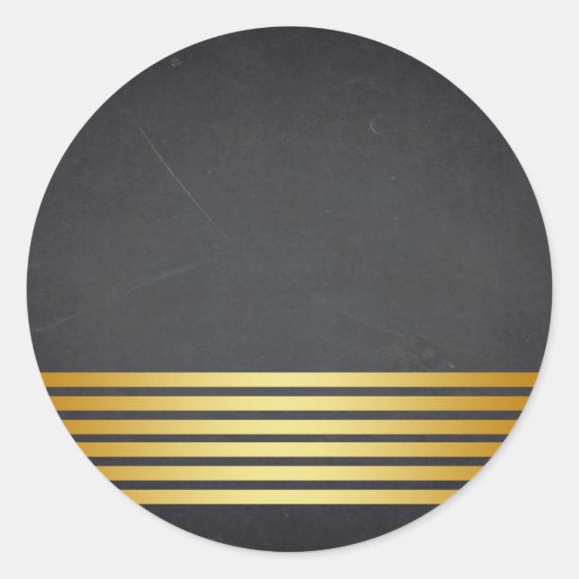 Blank  Chalkboard Gold Striped  Customise Classic Round Sticker (Front)