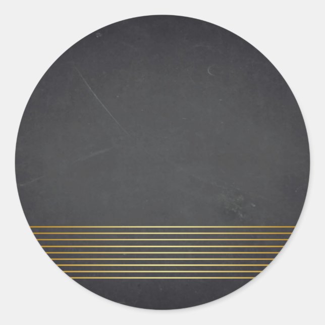 Blank  Chalkboard Gold Striped Customise Text Classic Round Sticker (Front)