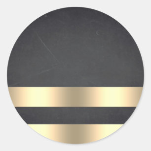 Blank  Chalkboard Gold Striped Customise Text Classic Round Sticker