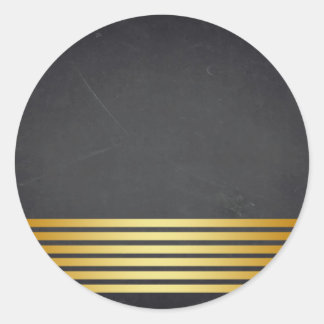 Blank Chalkboard Gold Striped Customise Text Classic Round Sticker