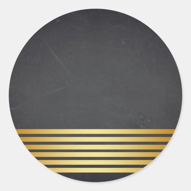 Blank  Chalkboard Gold Striped Customise Text Classic Round Sticker (Front)