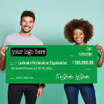 Blank Check for Sweepstakes, Awards, Charity  Poster<br><div class="desc">A big blank check for awards and giveaways. If your company is donating to a non-profit or a charity,  you can use this check template.
1) Upload your logo 
2) Fill in all of the text information
3) Optional - You can change the background colour and size</div>