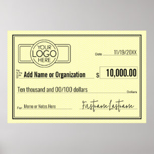 Blank Check for Sweepstakes & Awards YELLOW Poster