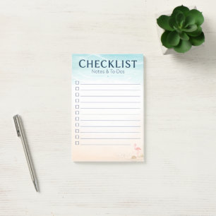 Blank Checklist To Do Notes Beach Theme