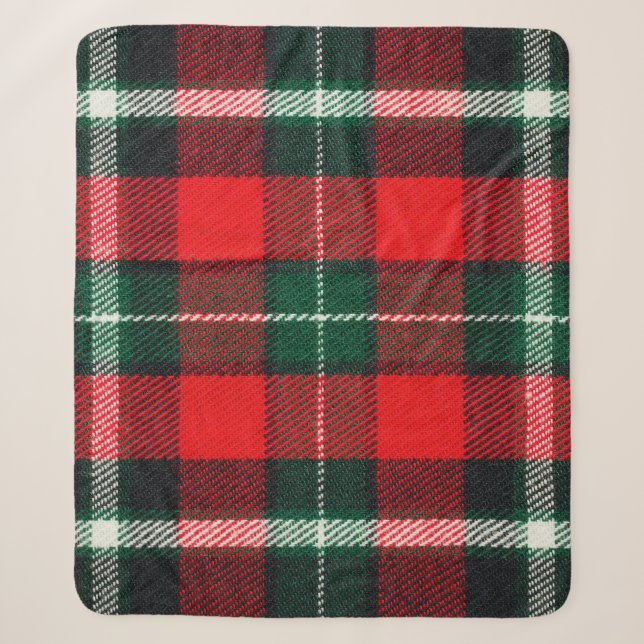 Blank chequered fabric texture, background with co sherpa blanket (Front)