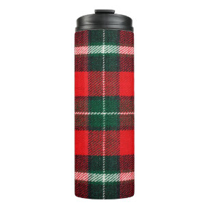Blank chequered fabric texture, background with co thermal tumbler