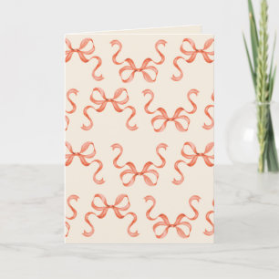 Blank Christmas Card with Watercolor Red Bows