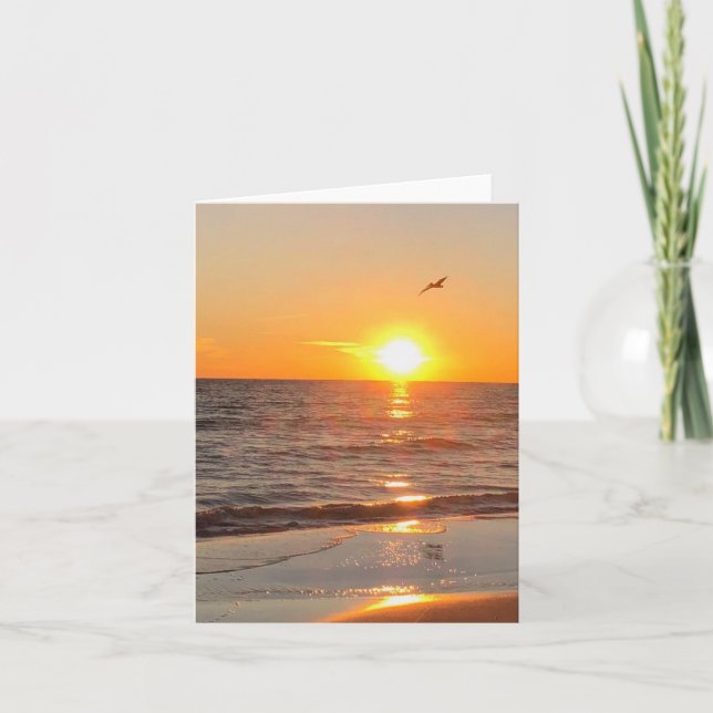 Blank Coastal Beach Sunset Card (Front)