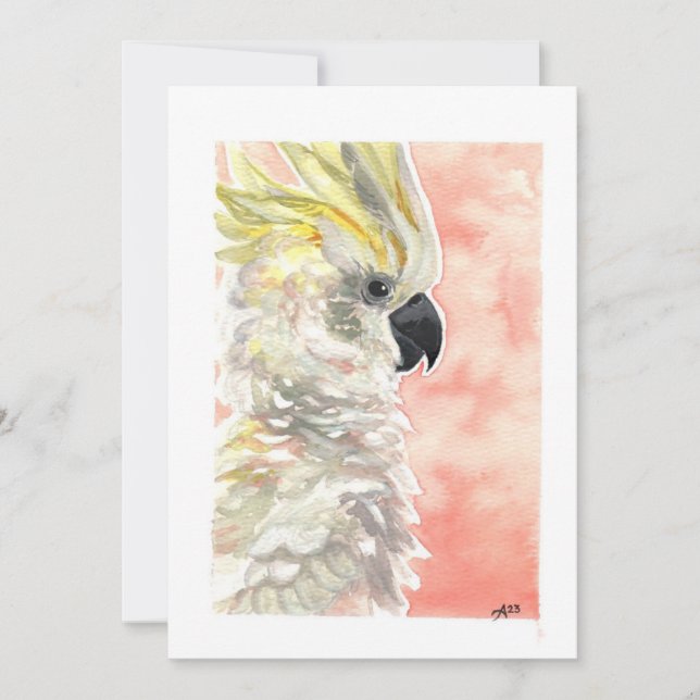 Blank - Cockatoo Watercolor  Holiday Card (Front)