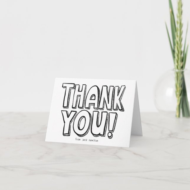 Blank Colouring Fun Hand-Lettered Thank You Card (Front)