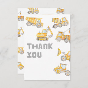 Blank Construction Party Thank You Cards