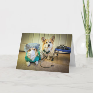 Blank Corgi Medical Team greeting card