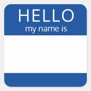Blank Custom HELLO My Name Is Badge Square Sticker