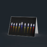 Blank Customisable Chanukah Greeting Card 2<br><div class="desc">Lit Chanukah candles against a black background.  Customise to add your own greeting.</div>