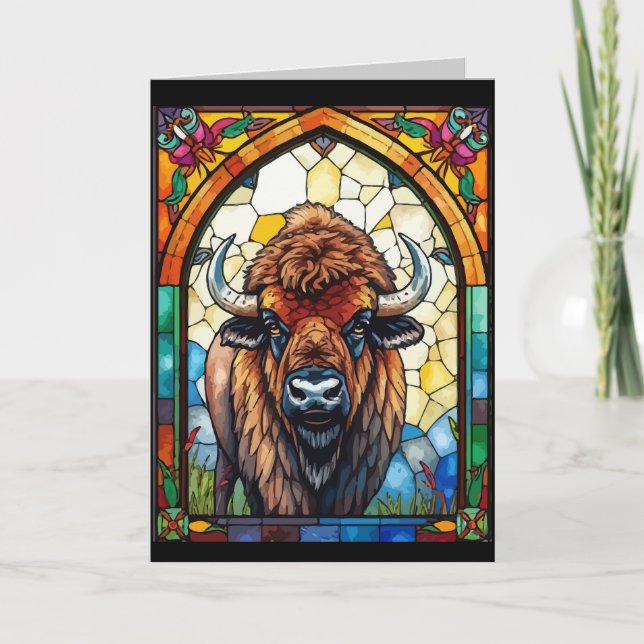 Blank Customisable Occasion Greetin Buffalo, Bison Card (Front)