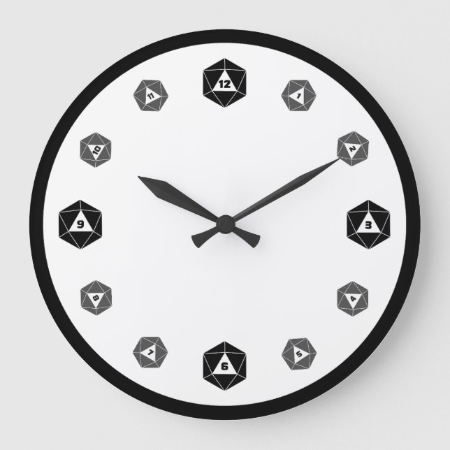 Blank D20 Greyscale Clock (Front)