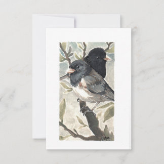 Blank - Dark-Eyed Juncos Watercolor Thank You Card