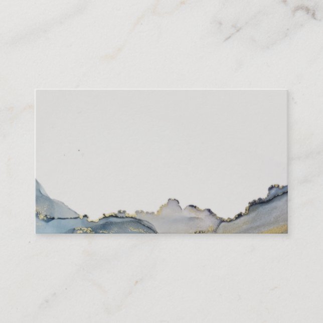 Blank Dusty Blue Gold Ink Design Create Your Own Business Card (Front)