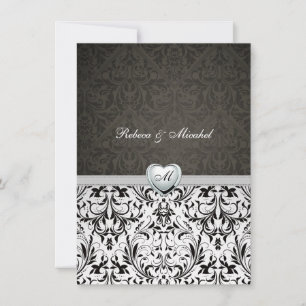 Blank Elegant Damask Monogram Wedding Invites