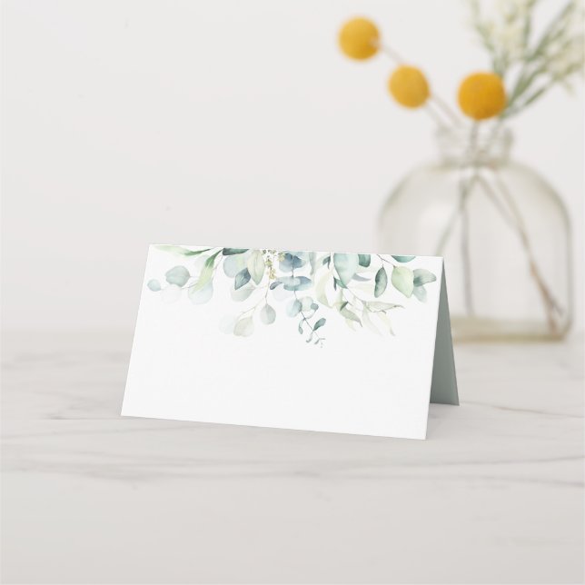 Blank Elegant Green Foliage Place Card (Front)