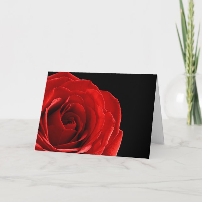 Blank Elegant Red Rose Greeting Card (Front)