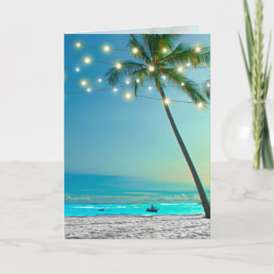 Blank Elegant Tropical Beach Palms String Lights Card