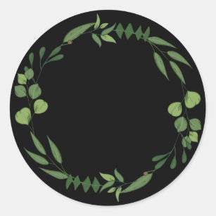 Blank Elegant watercolor leafy ornament Classic Ro Classic Round Sticker