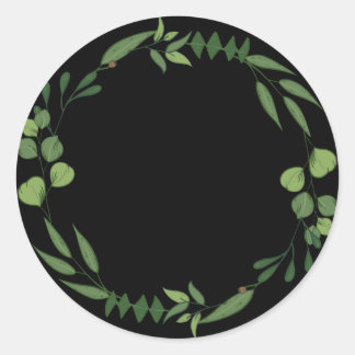 Blank Elegant watercolor leafy ornament Classic Ro Round Sticker