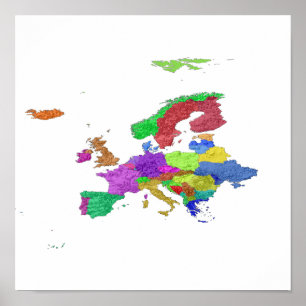 Blank Europ Countries Map Poster 