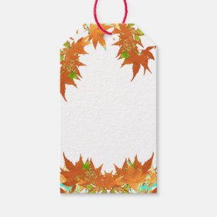 Blank Fall Holiday Gold Japanese Maple Leaves Gift Tags