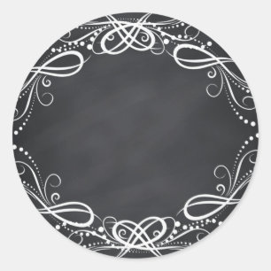 Blank Faux Chalkboard Floral Curves Customise Classic Round Sticker