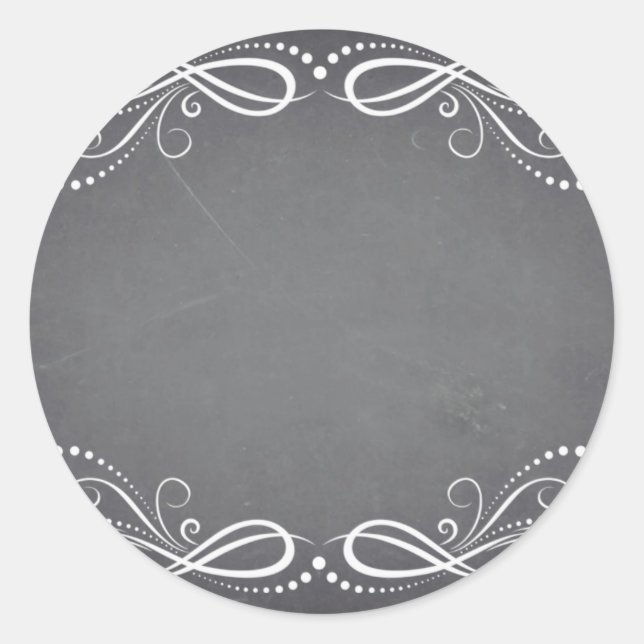 Blank Faux Chalkboard Floral Swirl Customise Text Classic Round Sticker (Front)