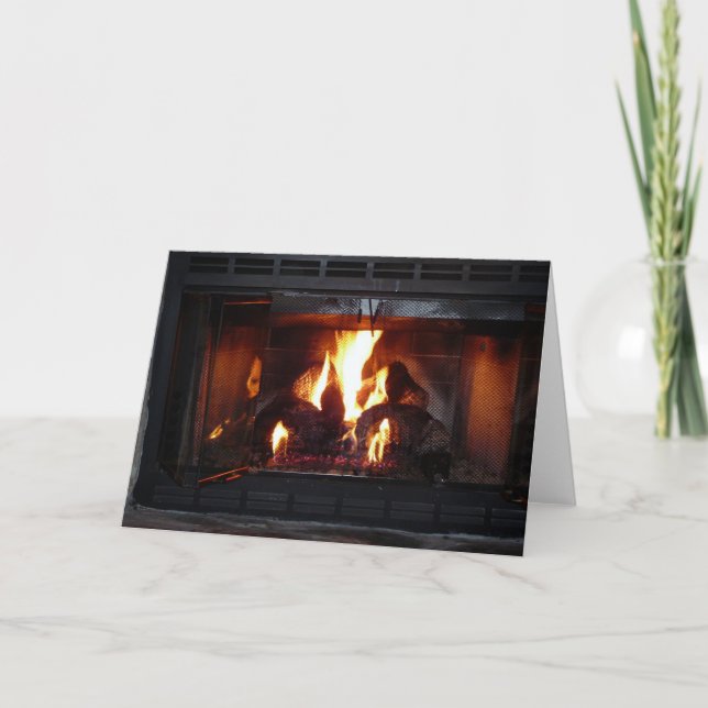 Blank Fireplace Greeting Card (Front)