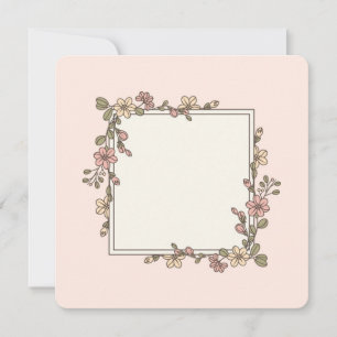 Blank Floral Frame Invitation or Greeting Card