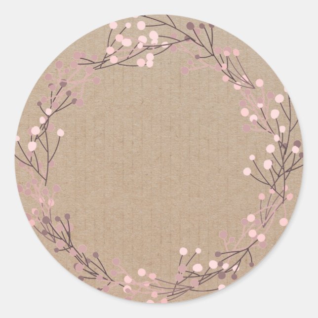 Blank Floral Wreath Label Classic Round Sticker (Front)