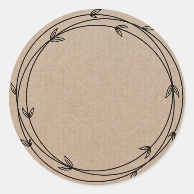 Blank Floral Wreath Label Classic Round Sticker (Front)