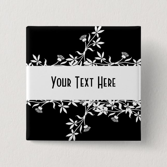 Blank Flower Label - Create Your Own Design 15 Cm Square Badge (Front)