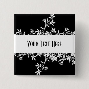 Blank Flower Label - Create Your Own Design 15 Cm Square Badge