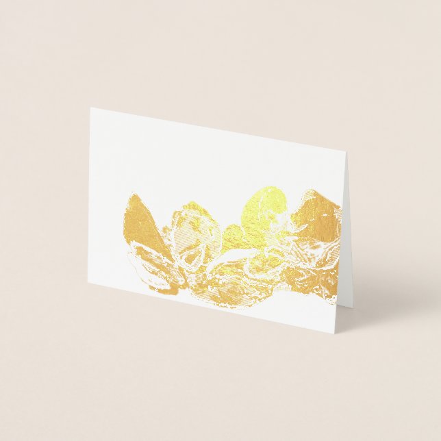 Blank Gold and White Seashell Still Life Foil Card (Front)
