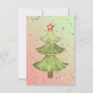Blank Gold Green Sparkle Modern Christmas Tree A Announcement