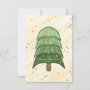 Blank Gold Green Sparkle Modern Christmas Tree Announcement