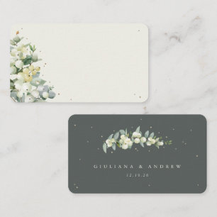 Blank Green/Cream Snowberry+Eucalyptus Wedding Place Card